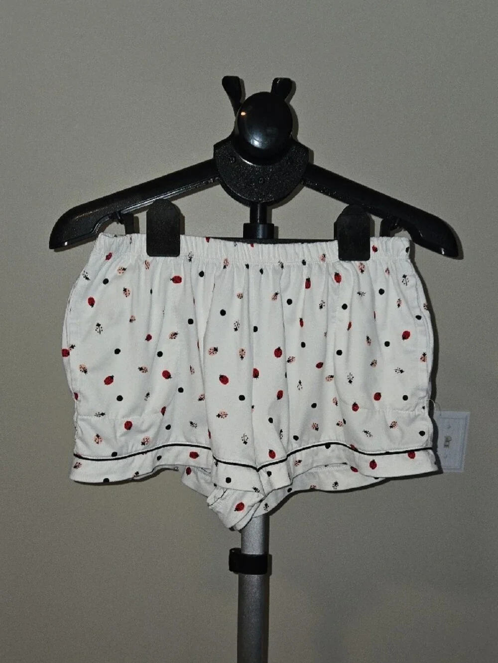 Kate Spade White Short Sleeve Button Pajama Set with Ladybug Dot Print